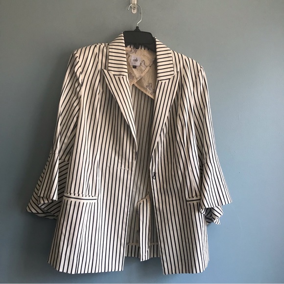 CAbi Ticking Stripe Blazer w/Bell Sleeves S - Picture 4 of 10